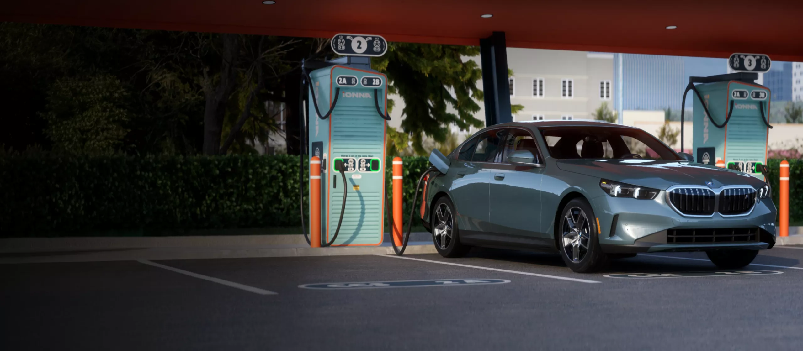 Exterior The Bmw I5 Sedan Parked At An Ionna Charging Station
