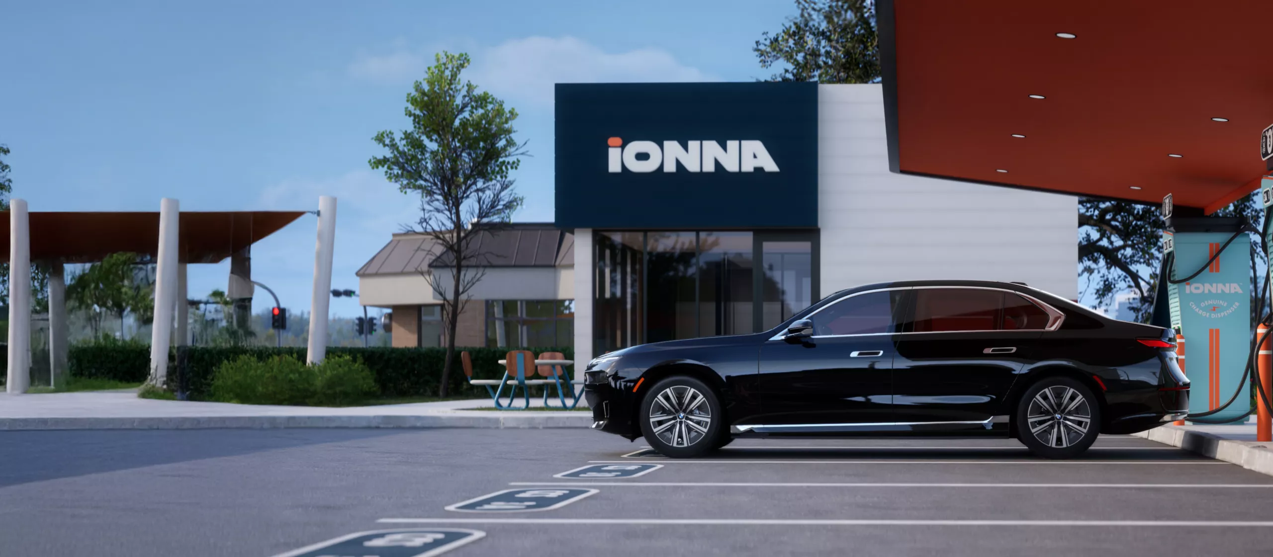 Exterior The Bmw I7 Sedan Parked At An Ionna Charging Station
