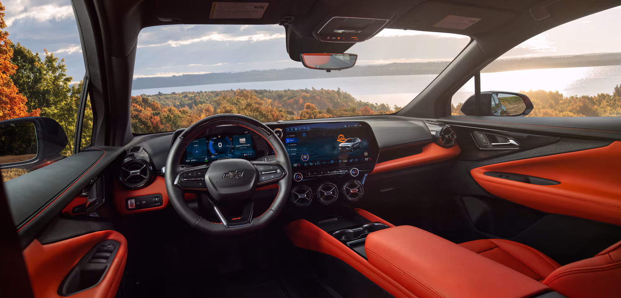 Interior Wide View Of The 2026 Chevy Blazer Ev Interior Dashboard With A Scenic V