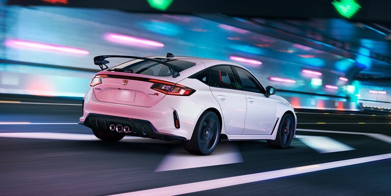 Exterior 2026 Honda Civic Type R In Championship White Driving On A Tunel